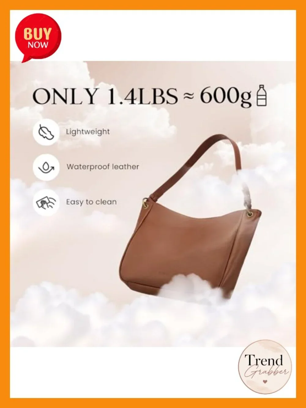 Genuine Leather Hobo Crossbody Bag with 2 Detachable Straps